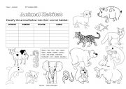 English Worksheet: Animal Habitat