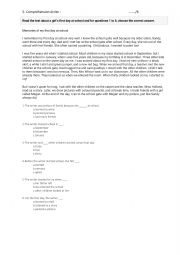 English Worksheet: reading comprehension school