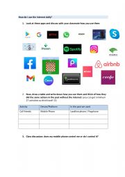 English Worksheet: Life without the internet - how do I use internet daily?