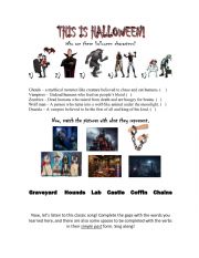 English Worksheet: Halloween Song - Monster Mash (vocabulary)