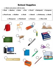 English Worksheet: School supplies