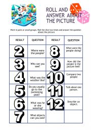 English Worksheet: Roll the dice - Oral activity
