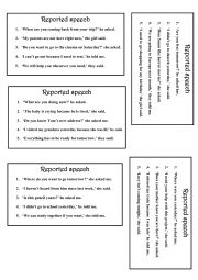 Reported speech speaking cards