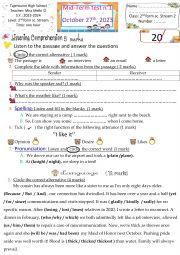 mid term test 2nd form science stream