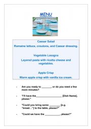 English Worksheet: Ordering at the restaurant