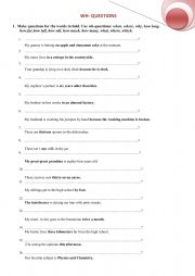 English Worksheet: Wh-questions