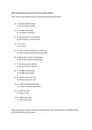 English Worksheet: Minimal Sentence Pairs for Pronunciation Work