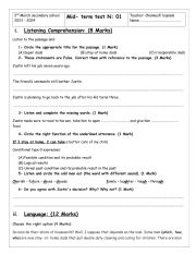 English Worksheet: 3rd form Sports mid test 1(B)