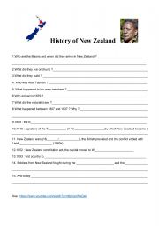 English Worksheet: New Zealand History