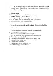 English Worksheet: How I met your mother season 1 episode 3 