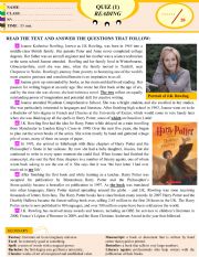 Reading comprehension: J.K Rowling�s Biography