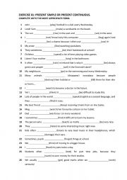 English Worksheet: Present Simple or Present Continuous