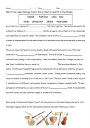 English Worksheet: Listening practice (George meets the orchestra)