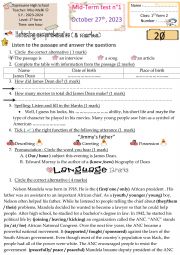 English Worksheet: 1st form mid term test 1