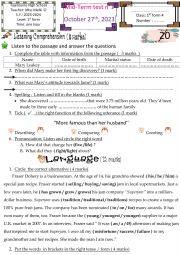 English Worksheet: 1st form mid term test 1