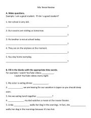 English Worksheet: simple present, simple past, present continuous, past continuous mix review