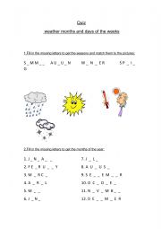 English Worksheet: Weather, months and days o the weeks