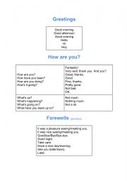 English Worksheet: Greetings and Farewells