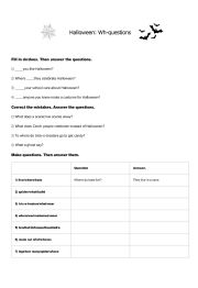 English Worksheet: Halloween - wh questions