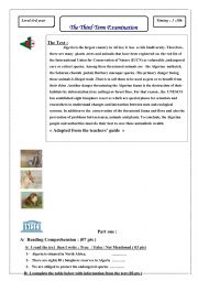 English Worksheet: endangered  rare or extinct species