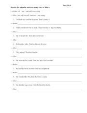 English Worksheet: Past Perfect with Before - After