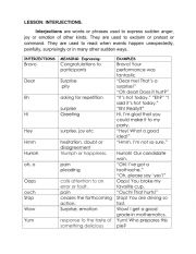 English Worksheet: INTERJECTIONS THEORY AND PRACTICE 