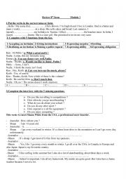English Worksheet: review 8th form mdule 1