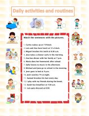 English Worksheet: DAILY ACTIVITIES AND ROUTINES
