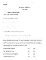 English Worksheet: Test Paper-Present Simple