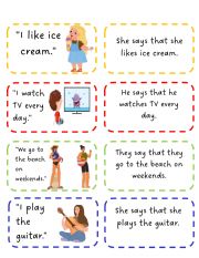 English Worksheet: Reported speech memory game