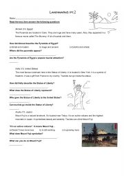 English Worksheet: Landmarks