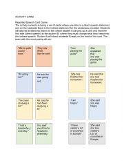 English Worksheet: Reported Speech Card Game