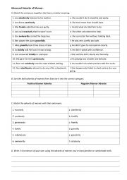 English Worksheet: Adverbs of Manner C1 level