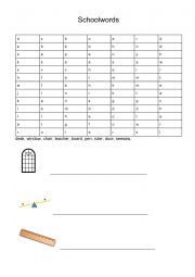 English Worksheet: Schoolwords puzzle