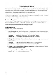 Paraphrasing Rules + Worksheet, ex 1