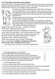 English Worksheet: The Town Mouse and the Country Mouse