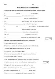 English Worksheet: Test present perfect and simple past