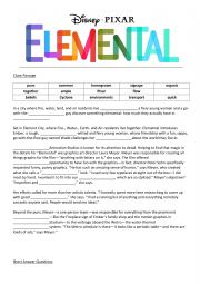 English Worksheet: Disney Pixar Elemental 