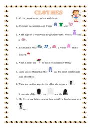 English Worksheet: Clothes