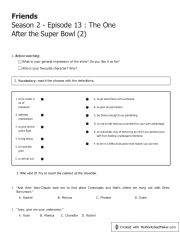 English Worksheet: Friends, season 2 episode 13 (The one after the super bowl p.2)