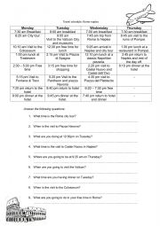 English Worksheet: Travel schedule