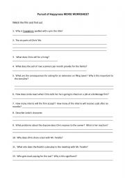 English Worksheet: The Pursuit of Happyness movie worksheet