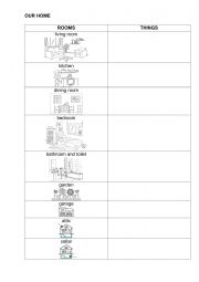 English Worksheet: Rooms in the house