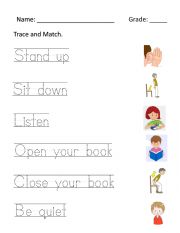 English Worksheet: CLASSROOM COMMANDS