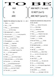 English Worksheet: TO BE