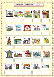 In the city 3 pages - pictionary (to complete key available) + wordsearch