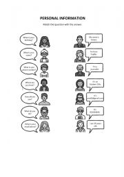 English Worksheet: PERSONAL INFORMATION