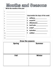 English Worksheet: Seasons, Months and Days