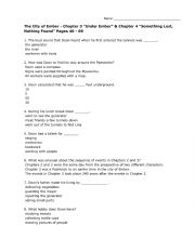 English Worksheet: City of Ember Quiz Ch1-4