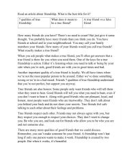 English Worksheet: true friends